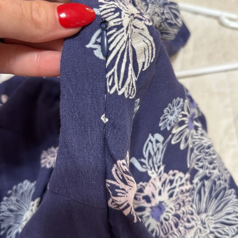 Free People Blue Hawaii Washed Blue Floral Print Mini Dress Size Large - Picture 10 of 10